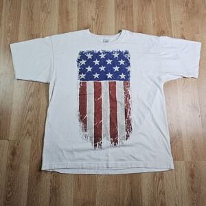 Vintage American Flag Shirt‎ Mens XL Made in the USA Patriotic Y2k 4th Of July
